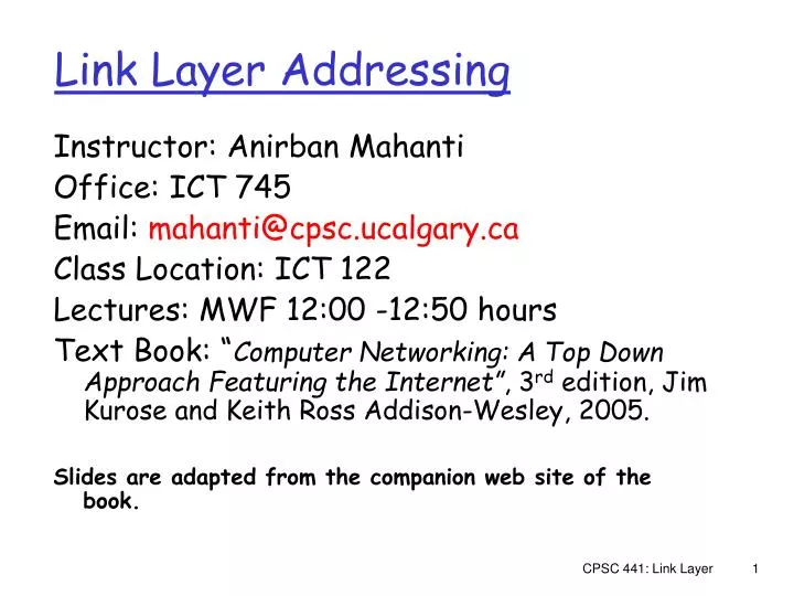 link layer addressing