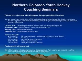 Northern Colorado Youth Hockey Coaching Seminars