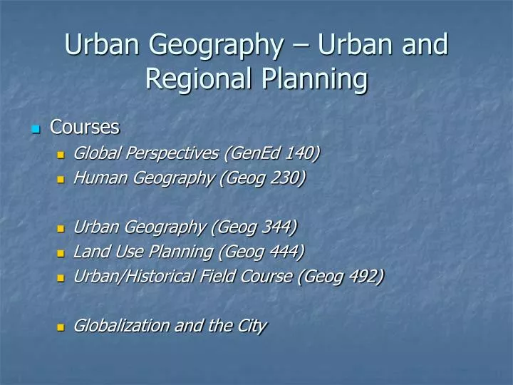 urban geography urban and regional planning
