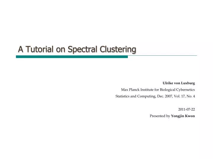 a tutorial on spectral clustering