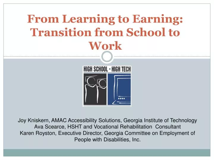 from learning to earning transition from school to work