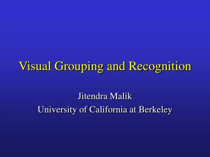 visual grouping and recognition