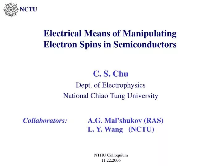 electrical means of manipulating electron spins in semiconductors