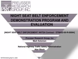 NIGHT SEAT BELT ENFORCEMENT DEMONSTRATION PROGRAM AND EVALUATION