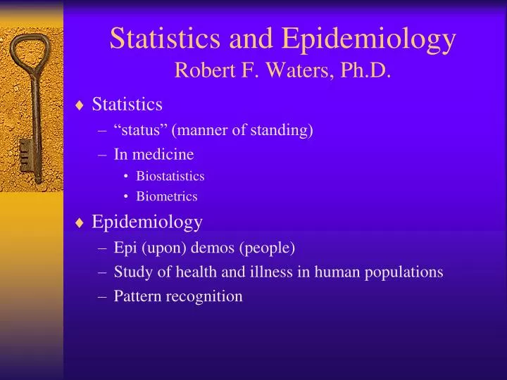 statistics and epidemiology robert f waters ph d