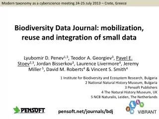 Biodiversity Data Journal: mobilization, reuse and integration of small data