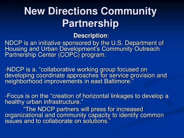 new directions community partnership