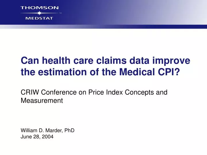 can health care claims data improve the estimation of the medical cpi