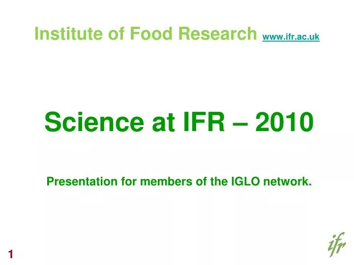 institute of food research www ifr ac uk