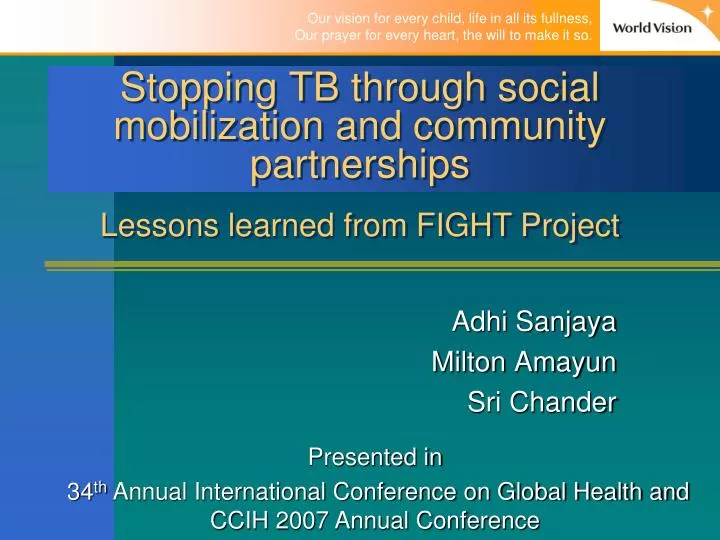 stopping tb through social mobilization and community partnerships