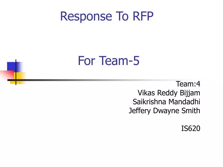 response to rfp for team 5