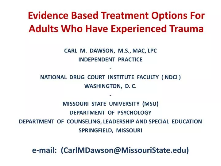 evidence based treatment options for adults who have experienced trauma