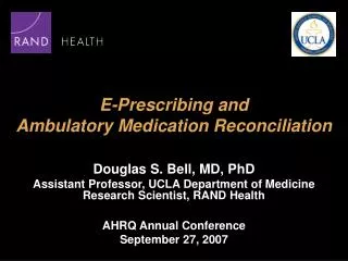 E-Prescribing and Ambulatory Medication Reconciliation