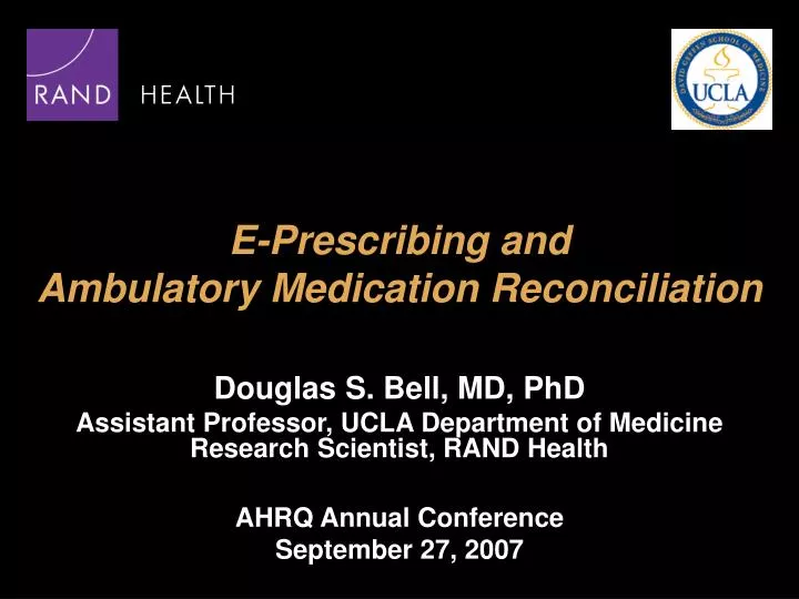 e prescribing and ambulatory medication reconciliation
