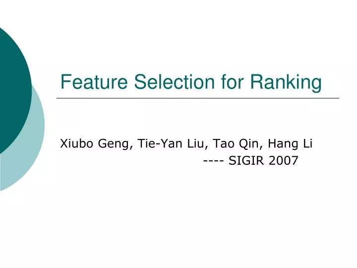 feature selection for ranking