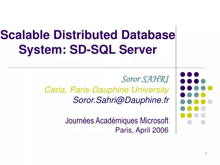 scalable distributed database system sd sql server