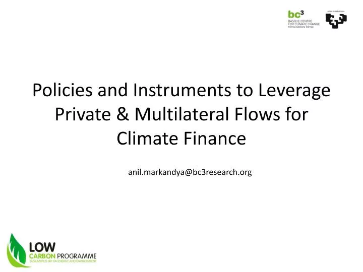 policies and instruments to leverage private multilateral flows for climate finance