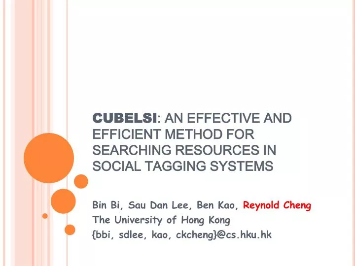 cubelsi an effective and efficient method for searching resources in social tagging systems