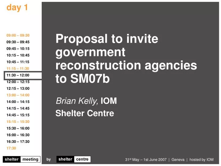 proposal to invite government reconstruction agencies to sm07b