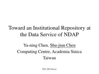 Toward an Institutional Repository at the Data Service of NDAP