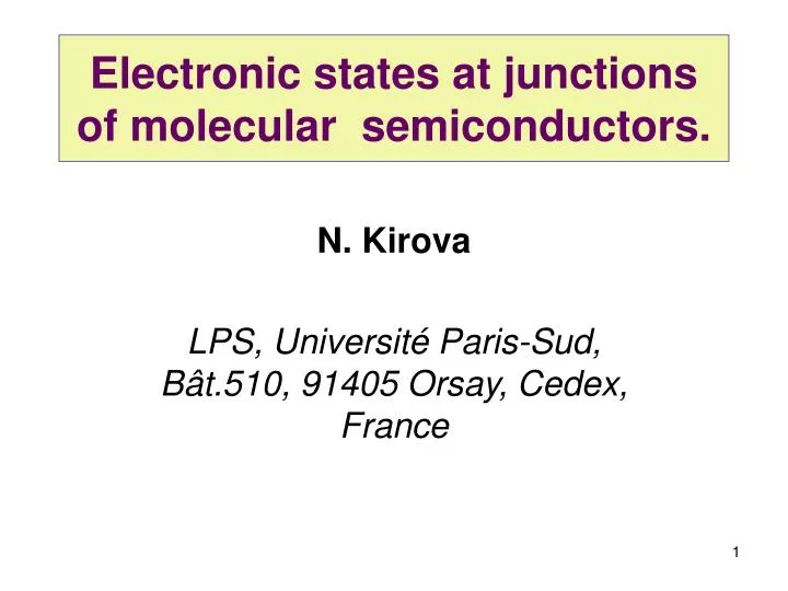 electronic states at junctions of molecular semiconductors