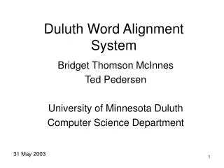 Duluth Word Alignment System