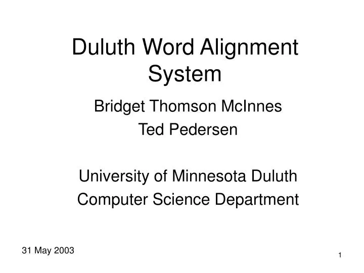 duluth word alignment system