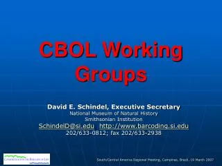 CBOL Working Groups