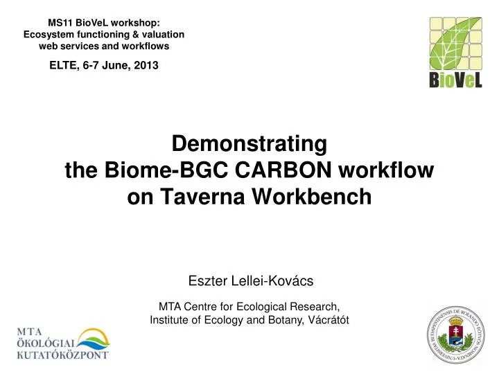 demonstrating the biome bgc carbon workflow on taverna workbench