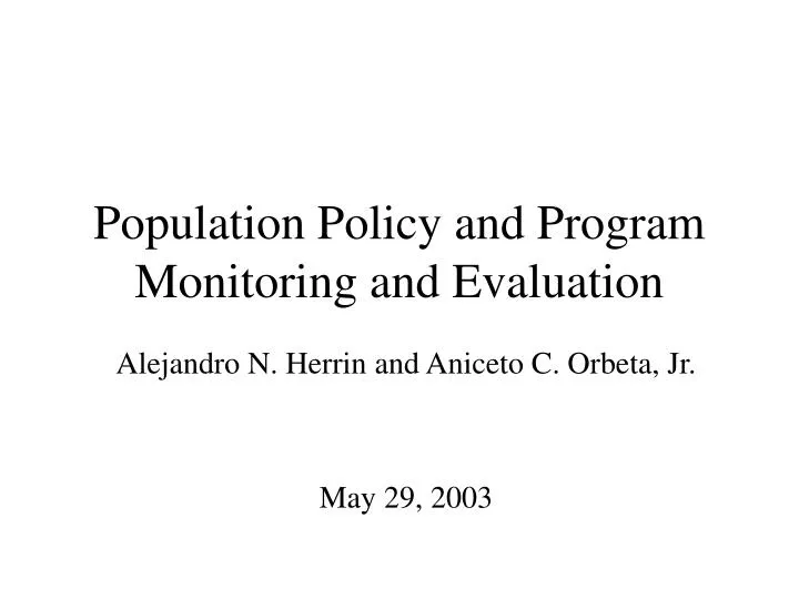 population policy and program monitoring and evaluation