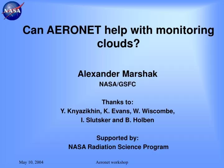 can aeronet help with monitoring clouds