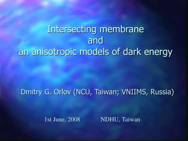 intersecting membrane and an anisotropic models of dark energy