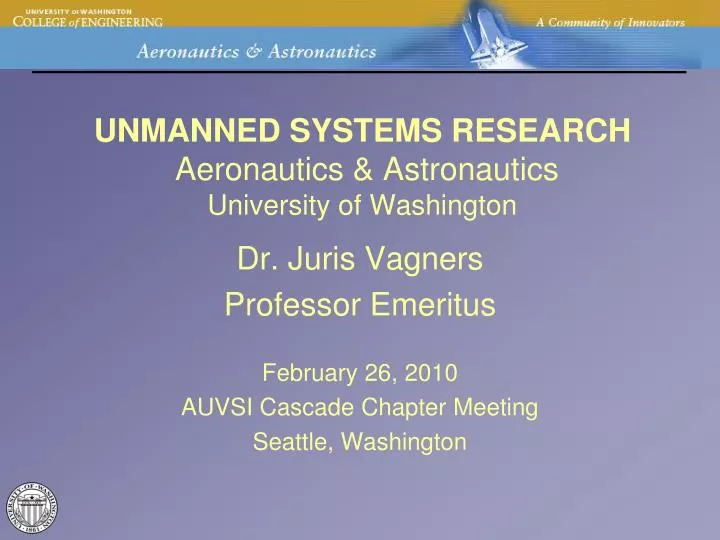 unmanned systems research aeronautics astronautics university of washington