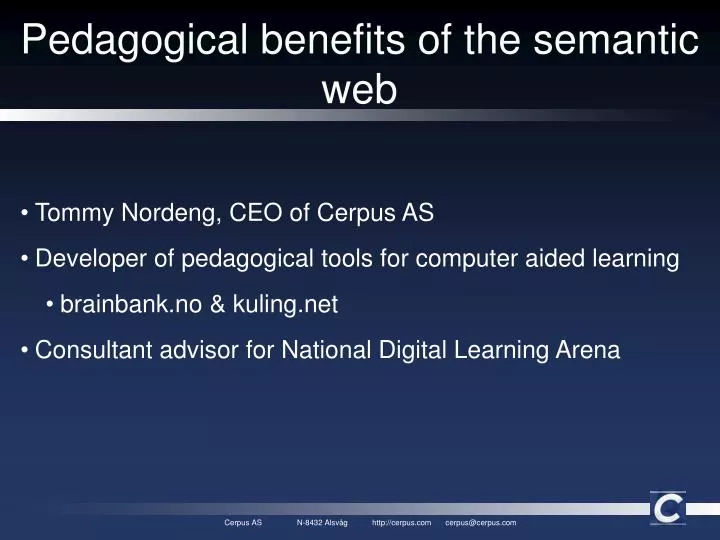 pedagogical benefits of the semantic web