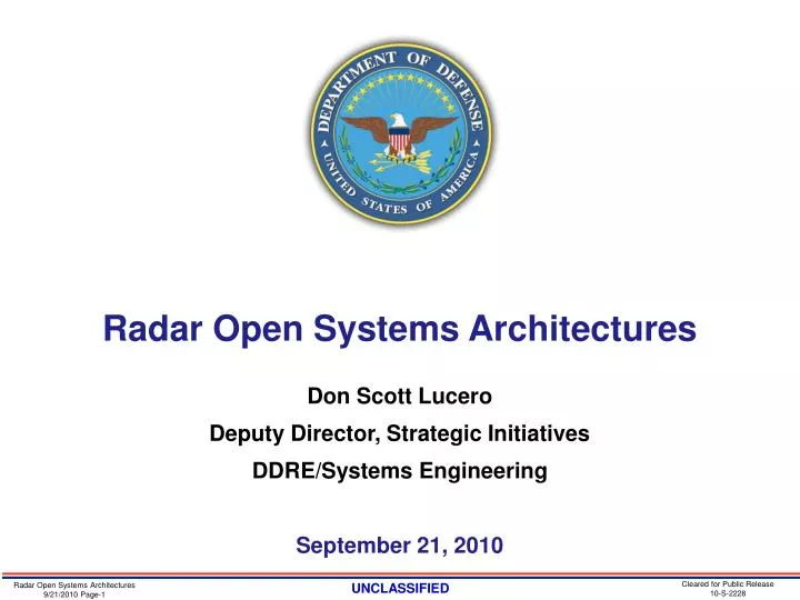 PPT - Radar Open Systems Architectures Don Scott Lucero Deputy Director ...