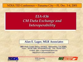 EIA-836 CM Data Exchange and Interoperability