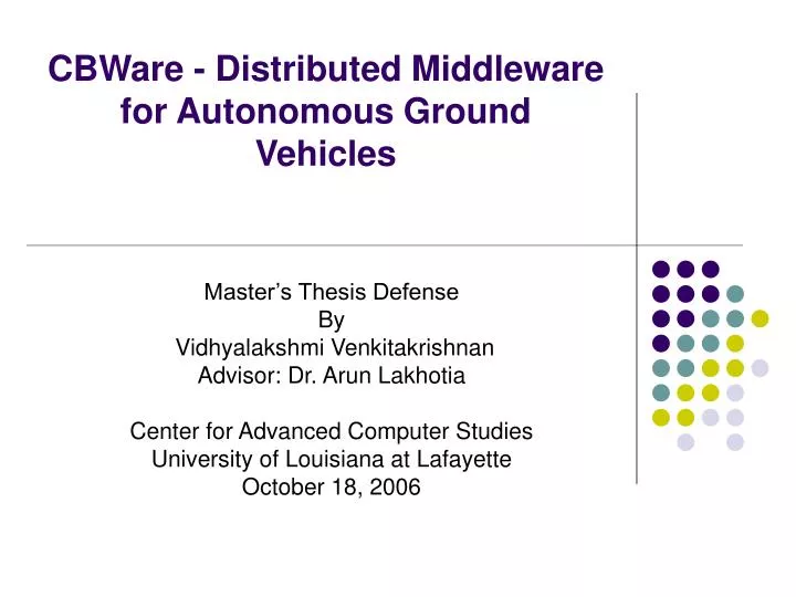 cbware distributed middleware for autonomous ground vehicles