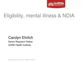 Eligibility, mental illness &amp; NDIA