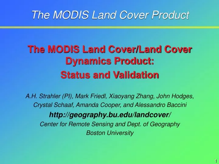 the modis land cover product