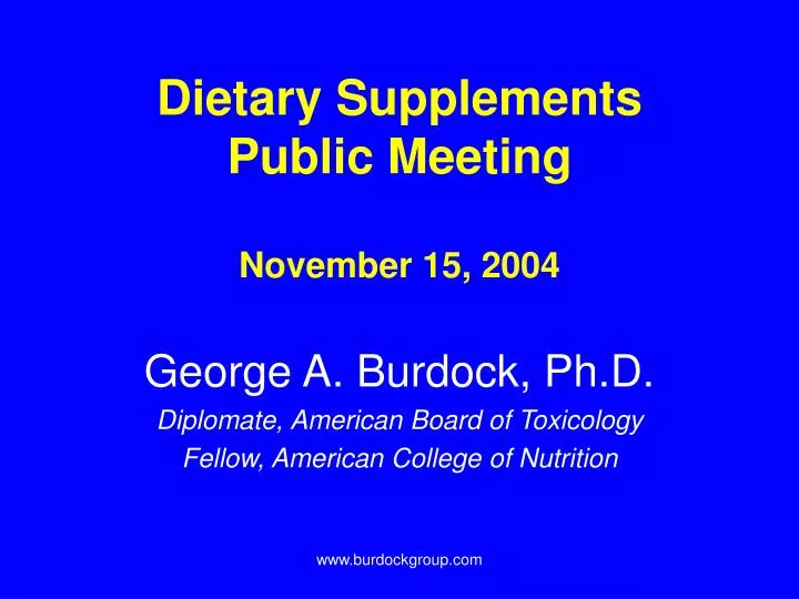dietary supplements public meeting november 15 2004