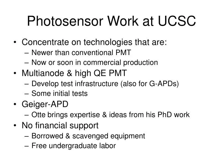 photosensor work at ucsc