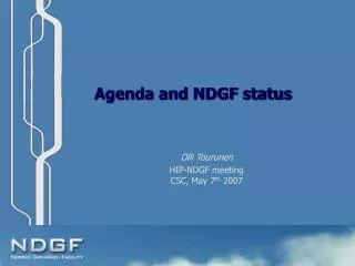Agenda and NDGF status