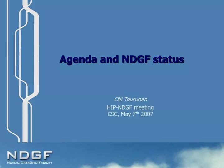 agenda and ndgf status