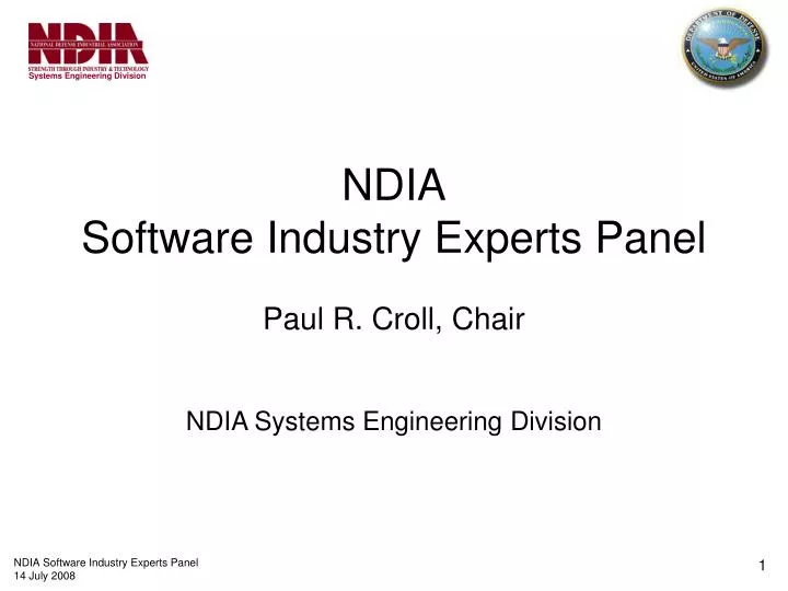 ndia software industry experts panel paul r croll chair
