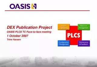 DEX Publication Project OASIS PLCS TC Face-to-face meeting 1 October 2007 Trine Hansen