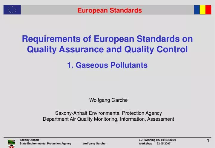 requirements of european standards on quality assurance and quality control 1 gaseous pollutants
