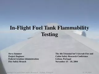 In-Flight Fuel Tank Flammability Testing