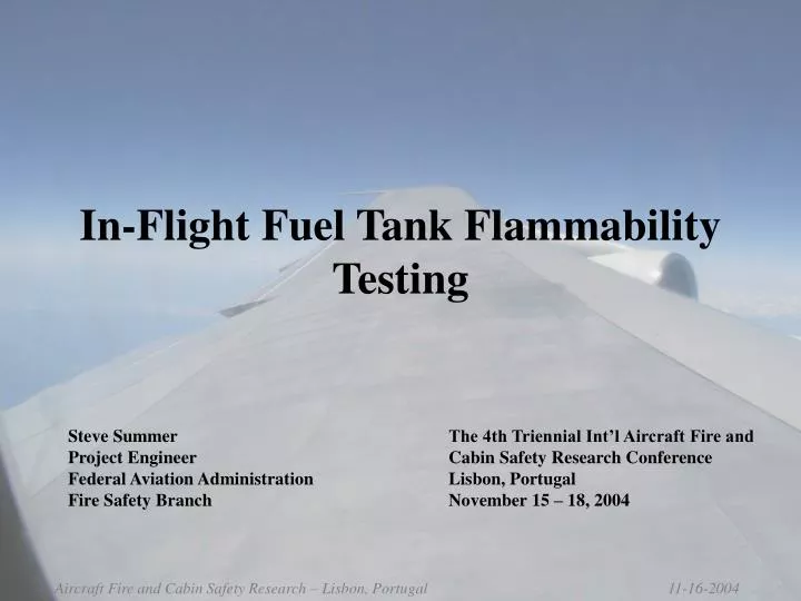 in flight fuel tank flammability testing