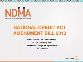 NATIONAL CREDIT ACT AMENDMENT BILL 2013