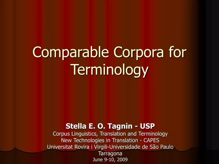 comparable corpora for terminology